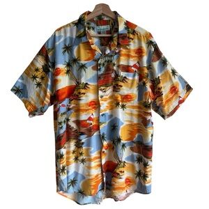Hawaiian Tropical Sunset Men's 100% Rayon Short Sleeve Shirt Cruise Beech Sz XL